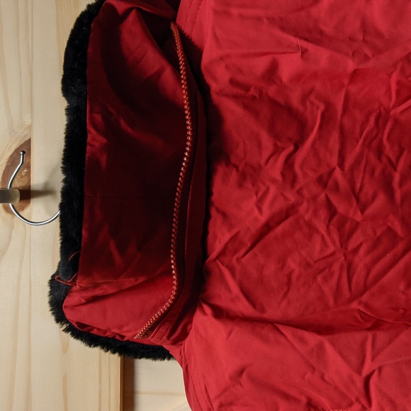 Red Ski Coat with Black Faux Fur - Picture 8 of 10
